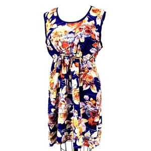 Simply Vera Wang Windy Purple Watercolor Floral Empire Dress with Slip Size XL
